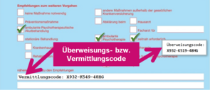 Vermittlungscode auf psychotherapeutischer Patienteninformation