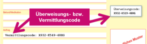 Screenshot des Vermittlungscodes auf dem Muster 6
