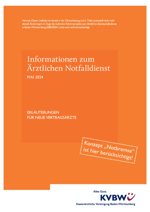 Titelblatt Broschüre Informationen zum Notfalldienst – Erläuterungen für neue Vertragsärzte